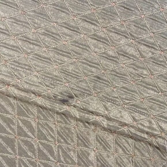 2 Designer Drapes in Green & Gold Faux Silk Quilted Panels Curtains Diamond Pair - Picture 6 of 6